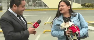 Perrita se puso celosa del hombre que quería conversar con su ama. Periodista quiso conversar con joven en local de votación y su perrita casi lo ataca