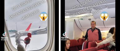 Se da una escapadita del trabajo y se encuentra a su jefe en el mismo avión Se da una escapadita del trabajo y se encuentra a su jefe en el mismo avión | VIDEO