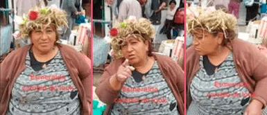 Señora imita a Magaly y se burla de peinado de Gisela colocándose una corona de paja con flores en la cabeza Señora imita a Magaly y se burla de peinado de Gisela colocándose una corona de paja con flores en la cabeza