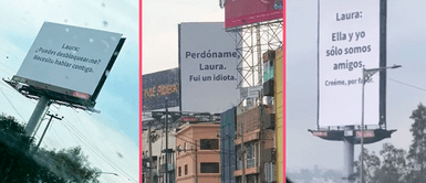 Aparecen mensajes de disculpa en paneles publicitarios "Laura: ella y yo sólo somos amigos": Aparecen mensajes de disculpa en paneles publicitarios