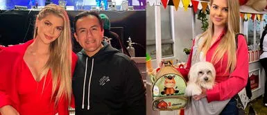 Brunella Horna comparte tiernos momentos al lado de su mascota. Brunella Horna se emociona al llevar a su bebé perruno al santo de la hija de Ivana Yturbe