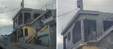 Viral: albañiles utilizan poste de luz como columna para construir casa Viral: albañiles utilizan poste de luz como columna para construir casa