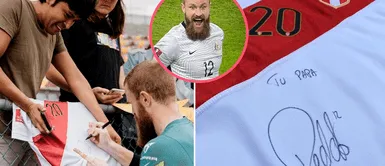 ‘Arquero bailarín’ firma autógrafo en camiseta de la selección peruana "¡TU PAPÁ!": ‘Arquero bailarín’ firma autógrafo en camiseta de la selección peruana