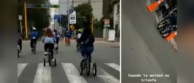Ciclista se burla de mujer que iba en bicicleta con rueditas, pero termina cayéndose en plena pista | VIDEO Ciclista se burla de mujer que iba en bicicleta con rueditas, pero termina cayéndose en plena pista | VIDEO