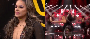 Giuliana Rengifo se cae en la pista de baile ‘El gran show’: Giluliana Rengifo sufre aparatosa caída al bailar en el reality