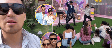 Rodrigo Cuba y Melissa Paredes se emocionaron con la fiesta. Rodrigo Cuba y Melissa Paredes celebraron a lo grande el santo de su hija al lado de sus parejas