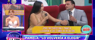 Magaly Medina critica celebración que le hicieron a Christian Domínguez por cumplir 3 años con Pamela Franco Magaly Medina critica celebración que le hicieron a Christian Domínguez por cumplir 3 años con Pamela Franco