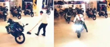 Ojalá no lo despidan: vigilante muestra su pasión por las motos y da un breve paseo "Ojalá no lo despidan": vigilante muestra su pasión por las motos y da un breve paseo