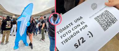 Peruano se disfraza de tiburón y la rompe en concierto de Bad Bunny: "a 2 soles la foto" Peruano se DISFRAZA de tiburón y LA ROMPE en concierto de Bad Bunny: "A 2 soles la foto" | VIDEO
