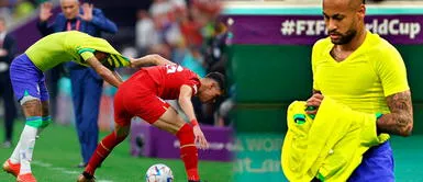 Neymar sufre la fuerte marca de los serbios QATAR 2022: Serbio no le perdona nada a NEYMAR y le QUITA LA CAMISETA | VIDEO