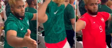 Hincha árabe se cambia de equipo sin vergüenza alguna Primero alienta a ARABIA SAUDITA, pero luego se saca el polo y termina arengando por POLONIA
