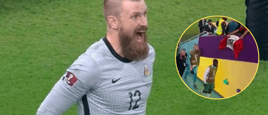 Andrew Redmayne no se quedó de brazos cruzados al ver la bandera bicolor. HINCHA le enseñó bandera peruana a ARQUERO BAILARÍN y Redmayne tuvo peculiar reacción | VIDEO