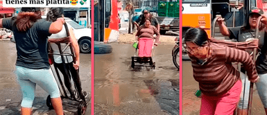 Emprendedora peruana cobra un sol por transportar a peatones en plena inundación y es viral en TikTok Emprendedora peruana cobra un sol por transportar a peatones en plena inundación y es viral en TikTok