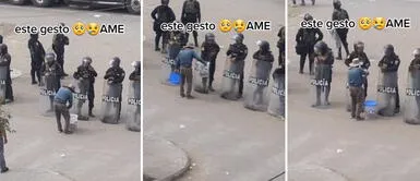 ¡Conmovedor! Anciano AUXILIA a policias con COMIDA tras enfrentamiento con manifestantes | VIDEO ¡Conmovedor! Anciano AUXILIA a policias con COMIDA tras enfrentamiento con manifestantes | VIDEO