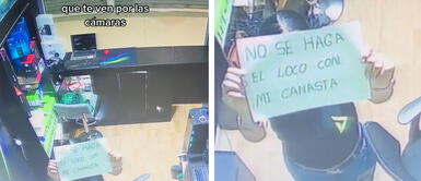 Trabajadora muestra cartel en cámaras de seguridad para que su jefe lo lea: “No se haga el loco con mi canasta de Navidad” Trabajadora muestra cartel en cámaras de seguridad para que su jefe lo lea: “No se haga el loco con mi canasta de Navidad”