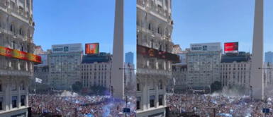 Obelisco Así celebran en el Obelisco de Argentina la victoria de su selección ante Francia