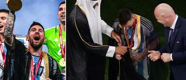 Lionel Messi usó un misterioso traje negro en la ceremonia final previo a levantar la Copa del Mundo. ¿Qué es el 'bisht', la misteriosa capa del emir que recibió Lionel Messi en Qatar 2022?