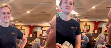 Mesera embarazada rompe en llanto tras recibir mil dólares de propina por Navidad Mesera embarazada rompe en llanto tras recibir mil dólares de propina por Navidad: "Tienes un bebé en camino"