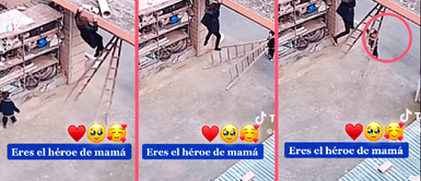 Menor carga inmensa escalera para salvar a su madre de caer TikTok Viral: Menor carga inmensa escalera para salvar a su madre de caer, sacó una fuerza impresionante