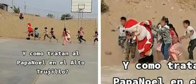 Niños corretean a Papá Noel por no traer regalos para todos Niños corretean a Papá Noel por no traer regalos para todos