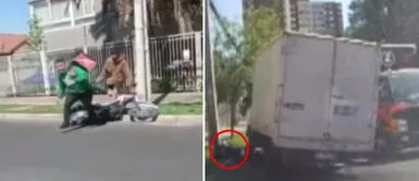 Conductor realiza arriesgada maniobra y atropella a delincuente tras presenciar robo a peatón Conductor realiza arriesgada maniobra y destruye motocicleta de delincuente tras presenciar robo a peatón