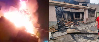 SJL: Incendio de código 3 consume depósito tras caer pirotécnico durante Año Nuevo SJL: Incendio de código 3 consume depósito tras caer pirotécnico durante Año Nuevo