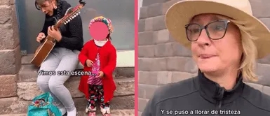Mujer francesa se quiebra tras ver a una niña cantando por dinero en Cusco Mujer francesa se quiebra tras ver a una niña cantando por dinero en Cusco