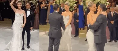 Los recién casados dieron su primer baile en fiesta de matrimonio Brunella Horna y Richard Acuña protagonizan romántica escena con su primer baile como esposos