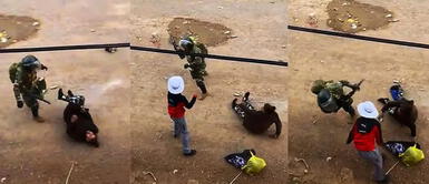 Juliaca: niño se enfrenta a policia que agredió brutalmente a su madre en el piso Juliaca: niño se enfrenta a policia que agredió brutalmente a su madre en el piso