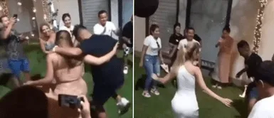 Christian Cueva se divirtió en el evento de Brunella y Richard. Christian Cueva se luce al bailar huayno con Brunella Horna en postboda