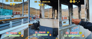 Taxista se burla al ver caseta de peaje quemado por manifestantes: Señorita, cóbrase Taxista se burla al ver caseta de peaje quemado por manifestantes: "Señorita, cóbrase"