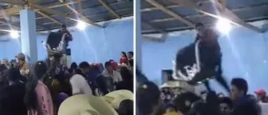 Cajamarca: integrante de banda musical se ata a viga de techo para tocar el bombo Cajamarca: integrante de banda musical se ata a viga de techo para tocar el bombo