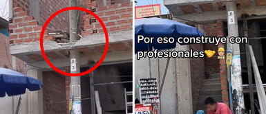 Albañiles construyen local con poste de luz en su interior Albañiles construyen local con poste de luz en su interior