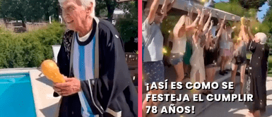 Anciano hincha de la selección argentina celebra su cumpleaños número 78 levantando la copa del mundo Anciano hincha de la selección argentina celebra su cumpleaños número 78 levantando la copa del mundo