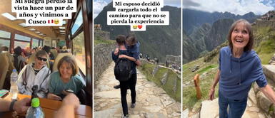 Joven turista carga a su madre ciega para que llegue a Machu Picchu y cumpla su sueño Joven turista carga a su madre ciega para que llegue a Machu Picchu y cumpla su sueño