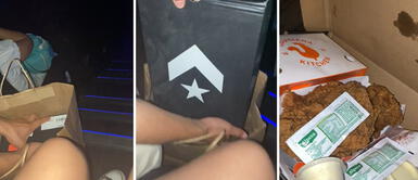 Pareja de enamorados utiliza caja de zapatillas para hacer ingresar pollo frito al cine Pareja de enamorados utiliza caja de zapatillas para hacer ingresar pollo frito al cine