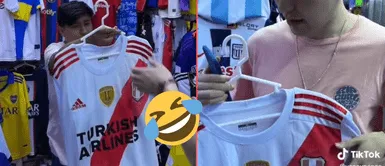 Joven recibió inesperado producto en Polvos Azules. Hincha llega a Polvos Azules para comprar última camiseta de Perú, pero le dan una de River Plate