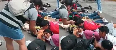 El video se compartió en Twitter. Policía grita a señora manifestante que fue reducida en la San Marcos: "He dicho que te calles"