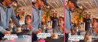 Joven se hace pasar por mesero para sorprender a su madre que no veía hace 7 años y su reacción es viral Joven se hace pasar por mesero para sorprender a su madre que no veía hace 7 años y su reacción es viral