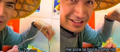 El tiktoker mencionó que el ceviche está rico, pero picante. Ciudadano chileno queda asombrado con el sabor del ceviche: "Está rico"