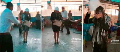 Joven puneña se recibe como ingeniera y familia la baña en cerveza para augurarle éxito profesional Joven puneña se titula como ingeniera y familiares la bañan en cerveza: "Es cábala para el éxito profesional"