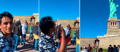 Integrante de "Agua Marina" confunde la Estatua de la Libertad con "virgen" y se persigna Integrante de "Agua Marina" confunde la Estatua de la Libertad con virgen y se persigna ante ella