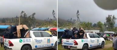Serenazgo acude a brindar seguridad a los Carnavales de Cajamarca y asistentes los agarran a globazos y pinturas Serenazgo acude a brindar seguridad a los Carnavales de Cajamarca y asistentes los agarran a globazos y pinturas
