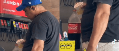 La acción del hombre se volvió viral en redes sociales. Hombre causa sensación en redes por llenar su botella de 2 litros mediante un dispensador: "Tacaño extremo"
