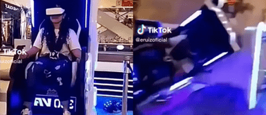 La joven quiso pasar un momento divertido, pero el resultado no fue lo que esperaba. Joven sufre caída tras subirse a un juego de realidad virtual y usuarios reaccionan: "Superó la ficción"