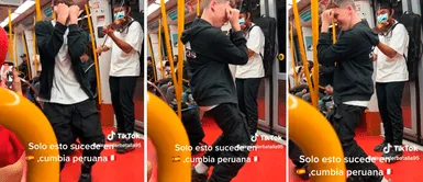 Español cautivado con cumbia peruana se pone a bailar en pleno metro, pero es troleado Español cautivado con cumbia peruana se pone a bailar en pleno metro, pero es troleado: "al menos lo intenta"