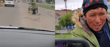 El hombre se ganó el respeto de los usuarios. Señor recibe elogios de los usuarios por limpiar carretera que fue afectada por las manifestaciones