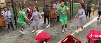 El joven recibió las felicitaciones de los usuarios. Joven causa furor al bailar huaylas con su novia tras un partido de fútbol