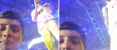 El joven se volvió viral en las redes sociales. ¡A todo pulmón! Vigilante se une a fanáticos y canta en el concierto de Romeo Santos