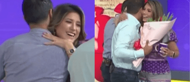 Fátima y Alicia fueron sorprendidas en pleno noticiero Fátima Aguilar y Alicia Retto fueron sorprendidas EN VIVO por sus parejas en San Valentín